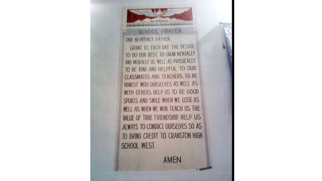 R.I. Cranston High School West School 'Prayer' Banner